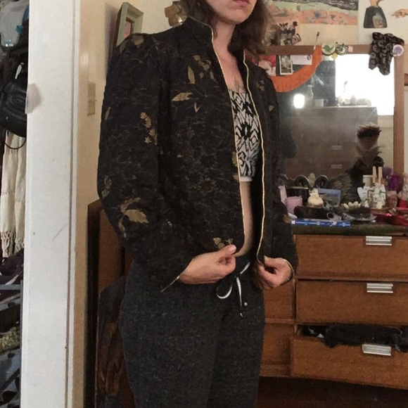 Vintage 80s gold and black puff sleeve jacket - Picture 4 of 5